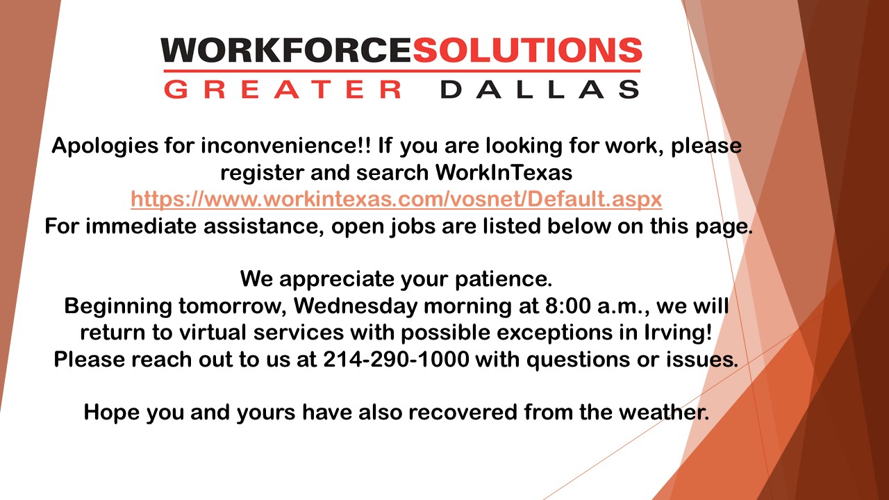 Workforce solutions greater dallas stemmons jobs