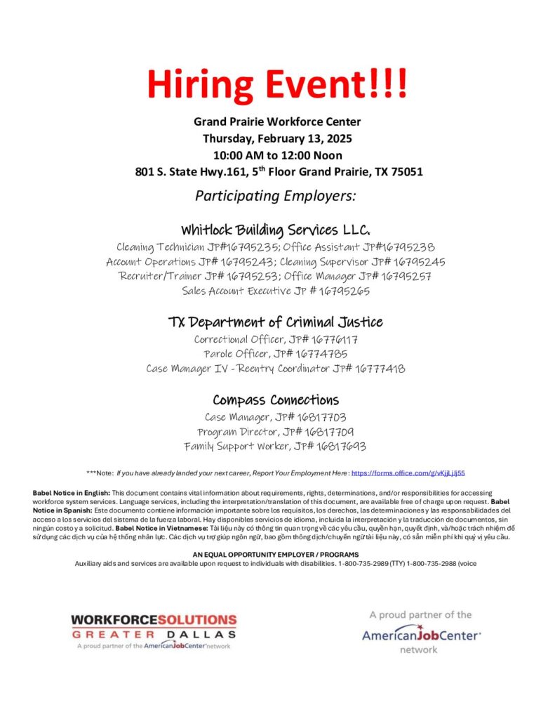 Grand Prairie Job Fair Workforce Solutions Greater Dallas